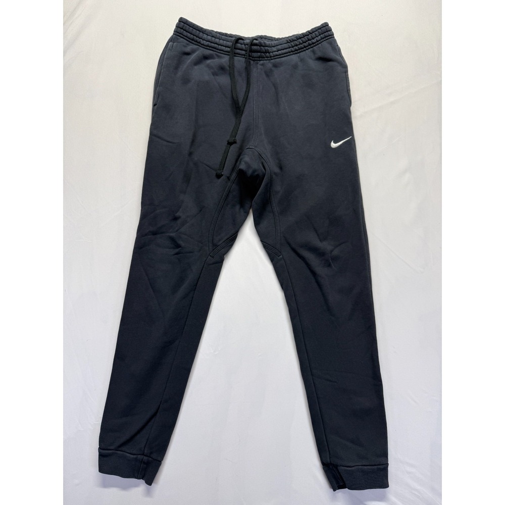 Nike Sportswear Jogger Pants Mens L Black Swoosh Logo Fleece Lined‎ Tapered Leg